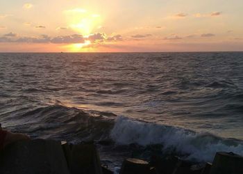 Scenic view of sea during sunset