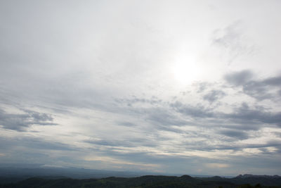 Scenic view of mountains against cloudy sky