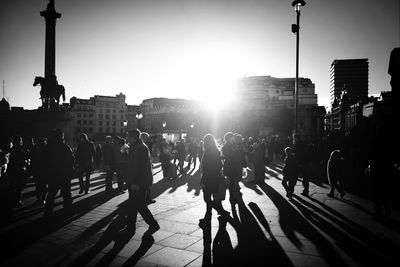 People walking on city street