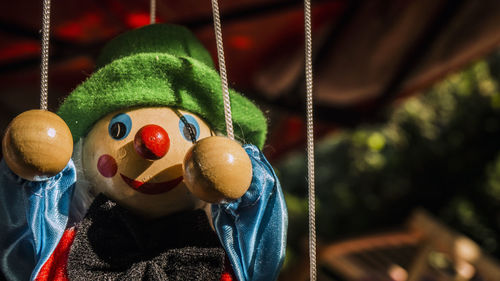 Close-up of toy hanging outdoors