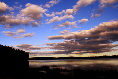 Scenic view of lake at sunset