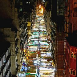 Illuminated market stall at night