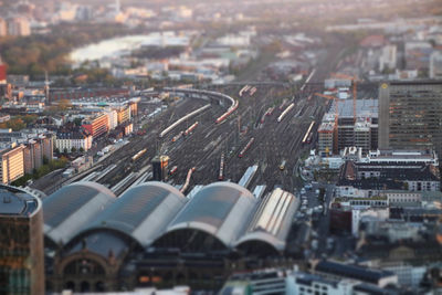 High angle view of buildings in city