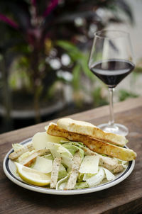 Close-up of food in plate on table