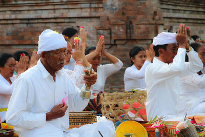 Group of people at market