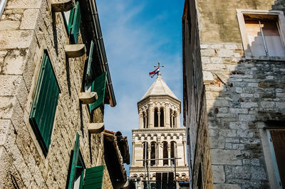 Low angle view of old building against sky