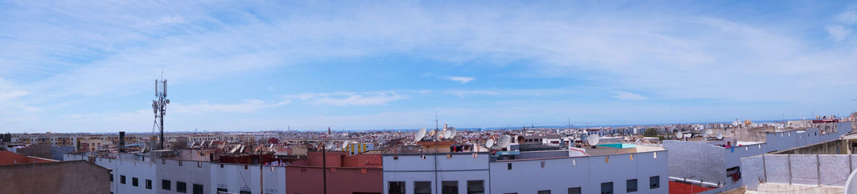 Panoramic view of town against sky