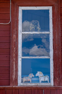 Blue sky seen through window