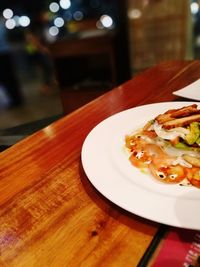 Close-up of food in plate on table