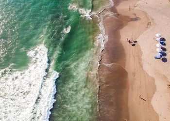 High angle view of sand at beach