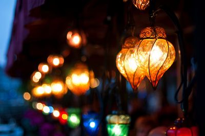 Low angle view of illuminated lanterns