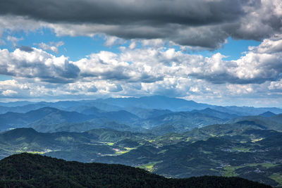 View of mountains against cloudy sky