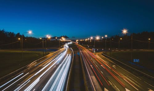 Light trails on highway at night