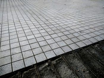 High angle view of tiled floor