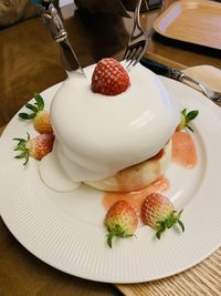 Close-up of dessert in plate on table