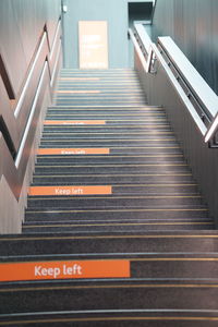 High angle view of escalator