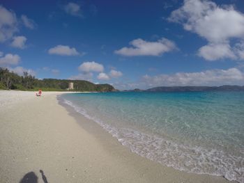 Scenic view of beach against sky