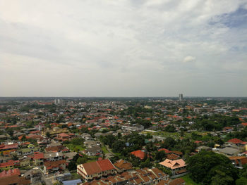 High angle view of townscape against sky