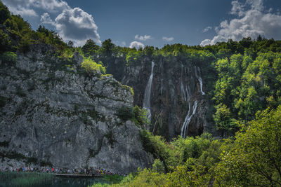 Scenic view of waterfall