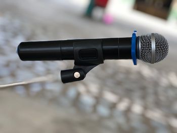 Close-up of  microphone with blurred background 