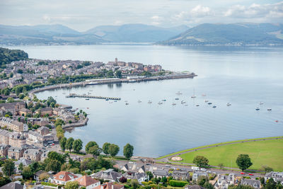 A view of gourock and gourock bay on the firth of clyde, seen from the viewpoint on lyle hill