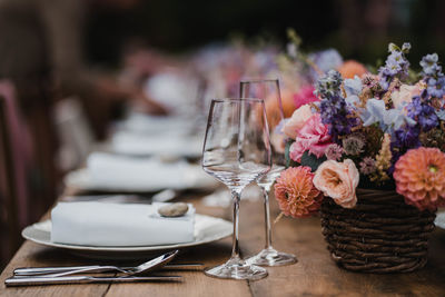 Flower pots on table