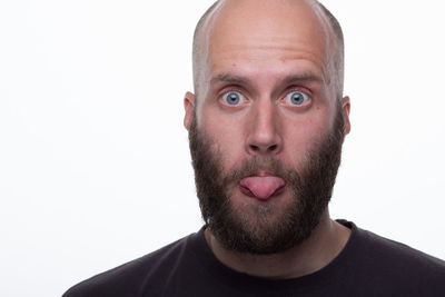 Portrait of man against white background