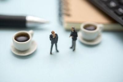 High angle view of coffee beans on table