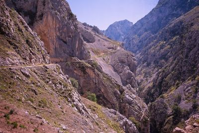 Trekking in the ruta of cares, in the asturian mountain of spain