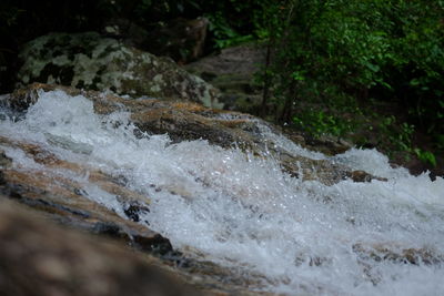 Close-up of water flowing through rocks