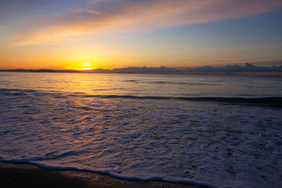 Scenic view of sea against sky during sunset