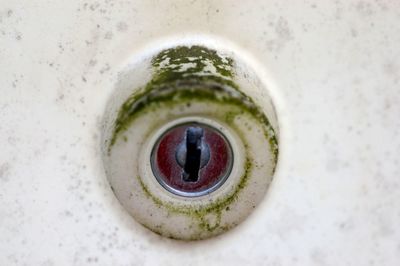 Directly above shot of hole in bathroom