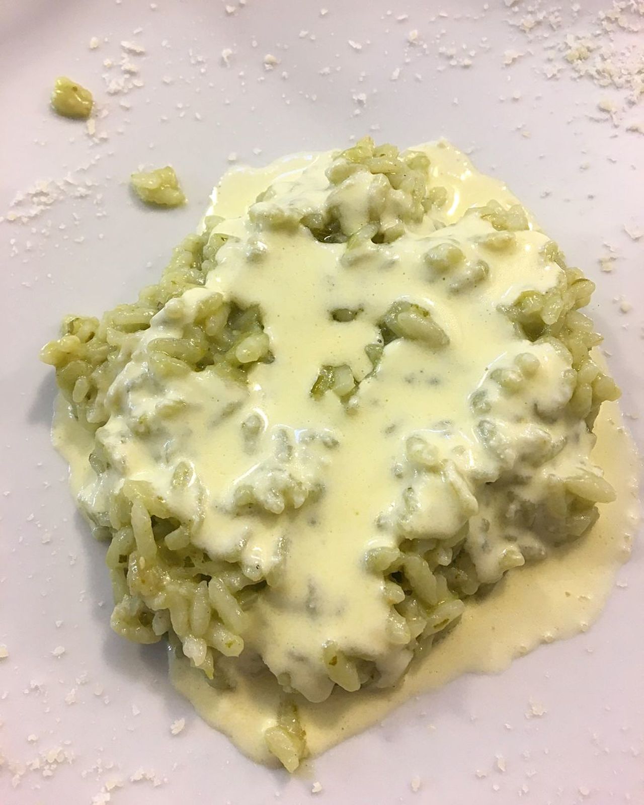 Risotto with basil and burrata