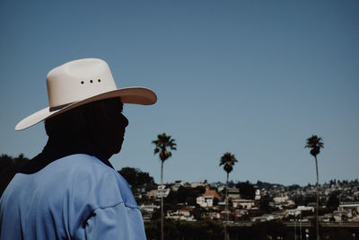 Rear view of man looking at view