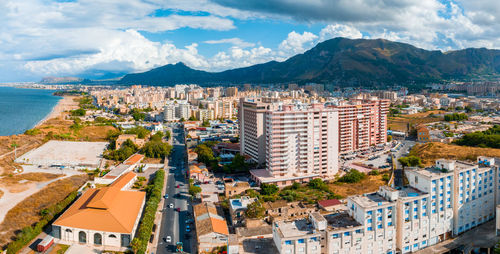 Aerial panoramic view of palermo town in sicily.