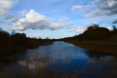 Scenic view of lake against sky