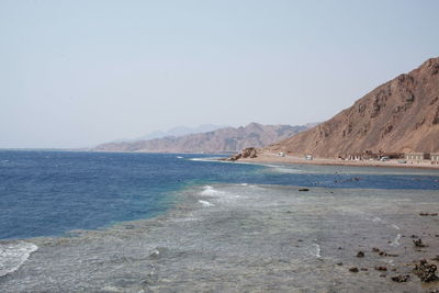 Scenic view of sea against clear sky