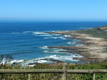 Scenic view of sea against clear sky