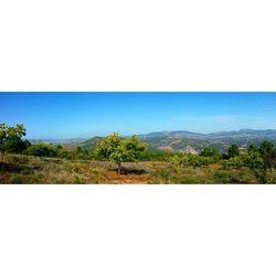 Scenic view of mountains against clear sky