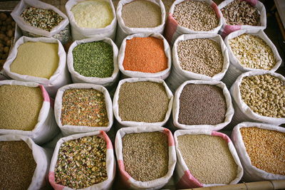 Various vegetables for sale at market stall