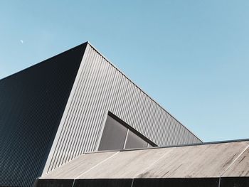 Low angle view of modern building against clear sky