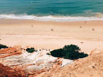 High angle view of people at beach