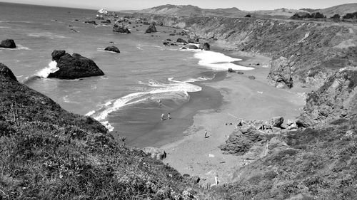 High angle view of beach