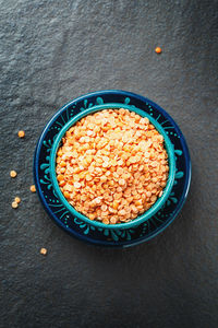 High angle view of breakfast on table