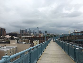 View of cityscape against cloudy sky