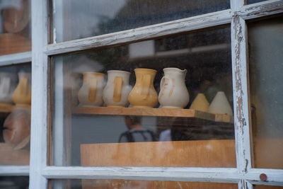 Close-up of potteries