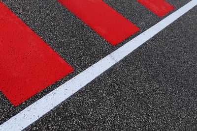 High angle view of red zebra crossing