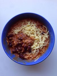 High angle view of food in bowl