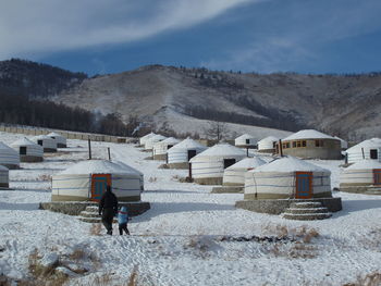 A morning tranquility at a ger camp resort, bogd khaan, tuv province, mongolia.