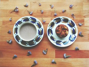 Directly above shot of coffee cup on table